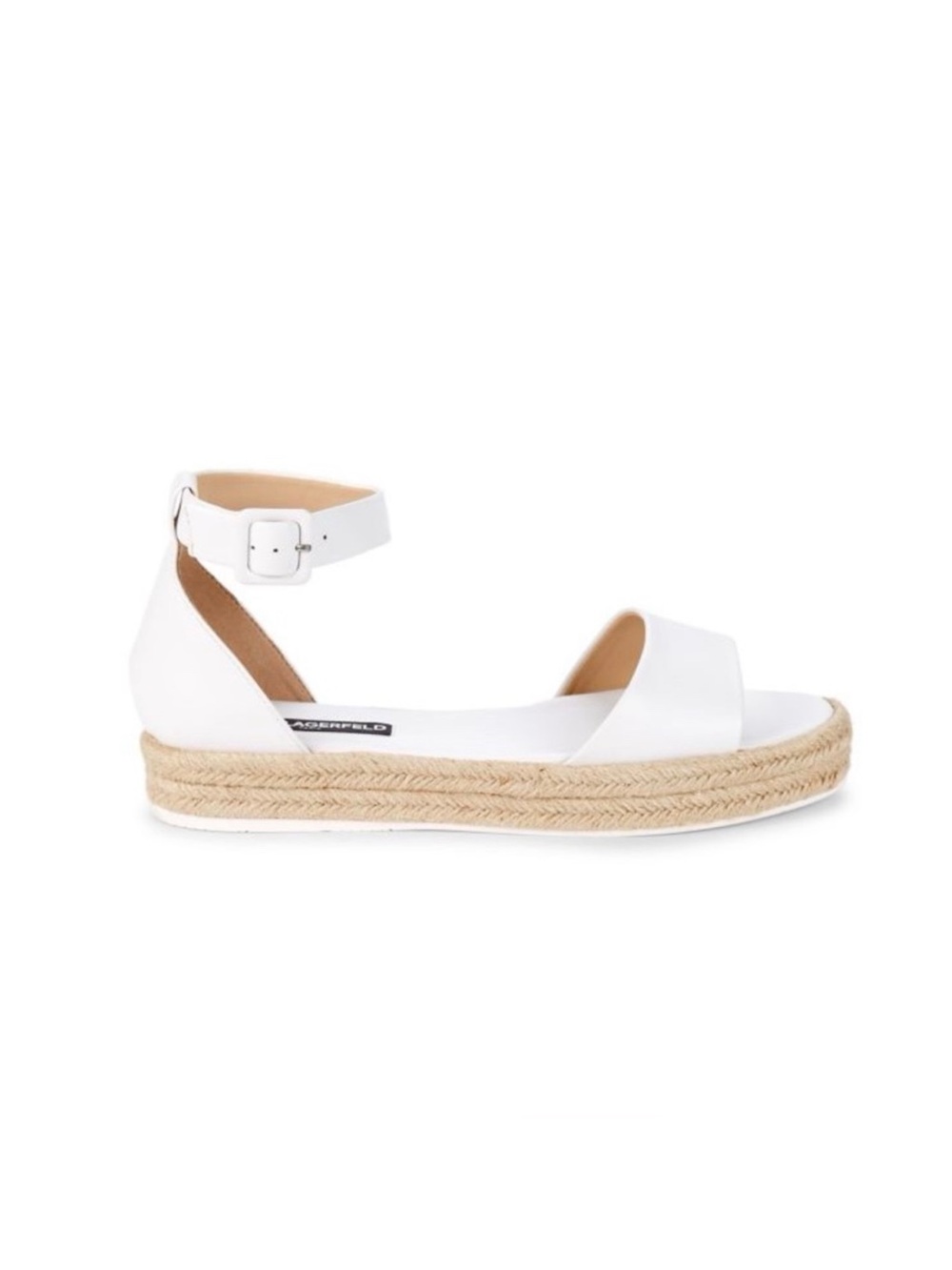 Karl Lagerfeld Adara White Leather Platform Espadrille Sandals